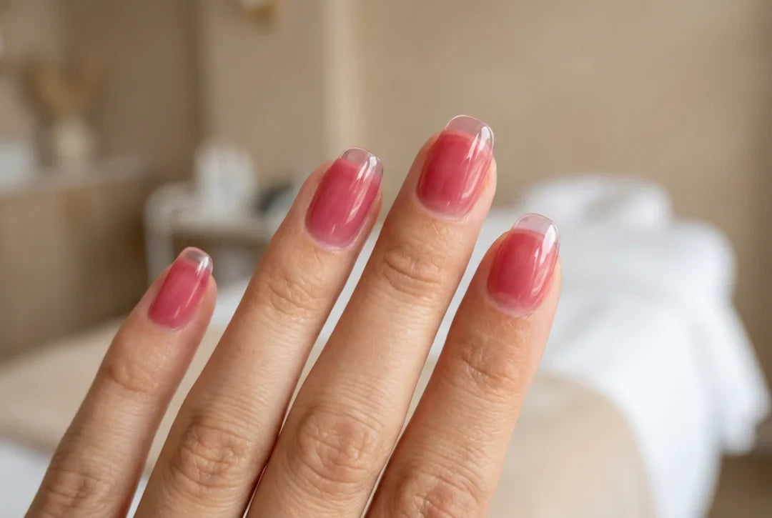 Jelly nails: transparentny kolor bez plam i bez brudnego wolnego brzegu